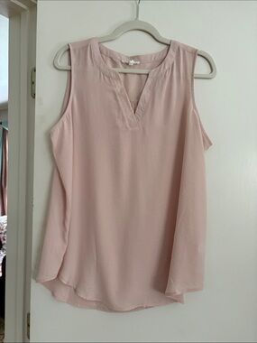Maurices Blush Pink Sleeveless Split-Neck Blouse